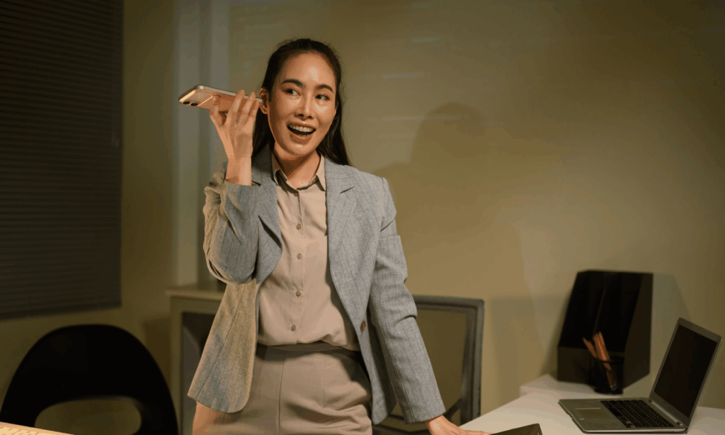 AI Executive Assistant: Women with Mobile phone in hand